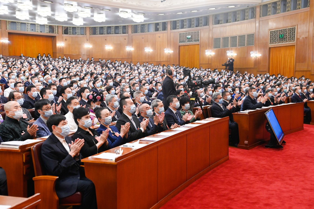 5月21日,全国政协十三届三次会议在人民大会堂开幕.图为会议现场.