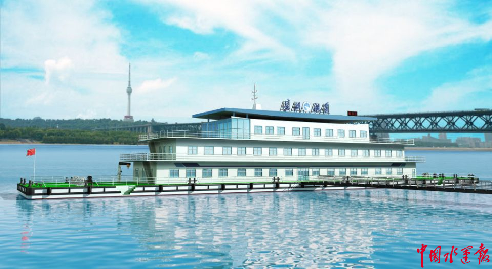 新型90米趸船效果图近日,长航设计院和长江船舶设计院联合编制的新型