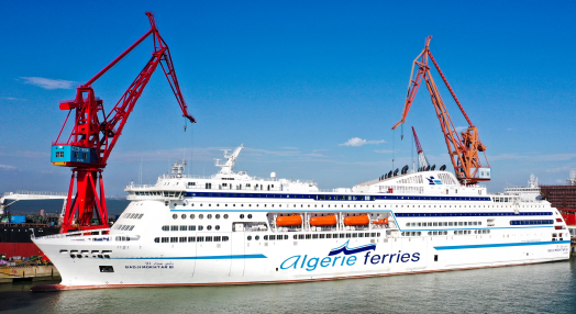 首艘中阿合作豪华客滚船"广州造" "友谊之舟"解缆启航